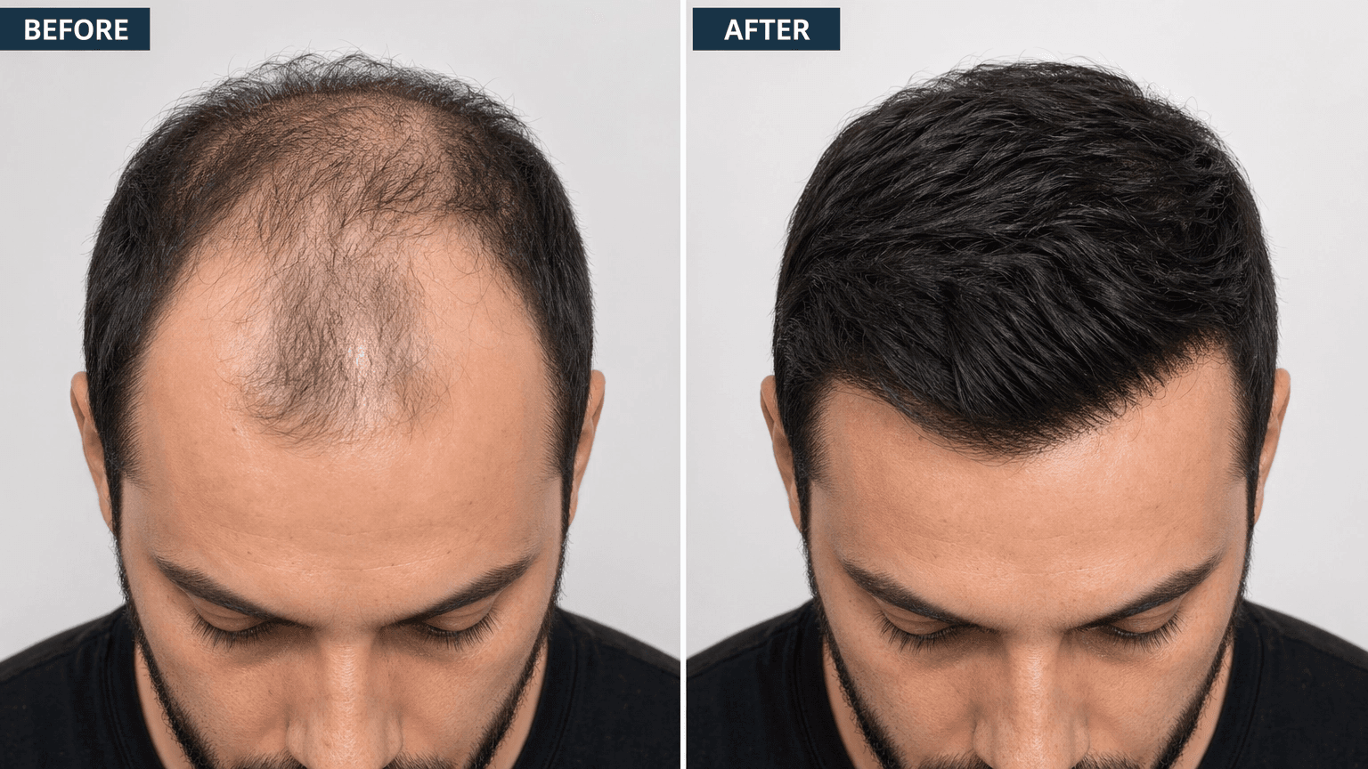 Vorher-Nachher-Vergleich einer Haartransplantation